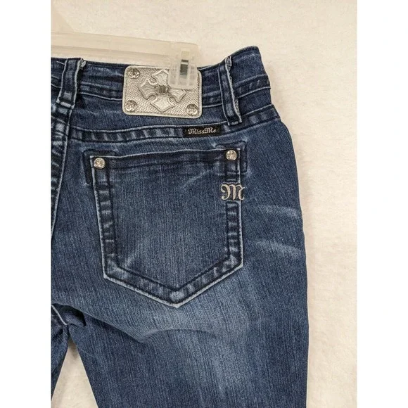 Miss Me Wild Flower Mid Rise Embellished Front Inseam (33") Jeans Size 29 - Picture 12 of 16